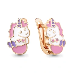 Серьги «Единорожки» из красного золота 585 пробы