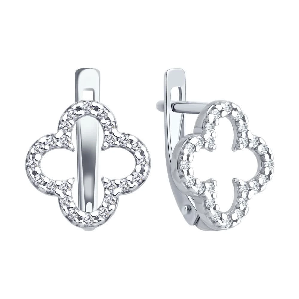 Серьги из серебра с фианитами