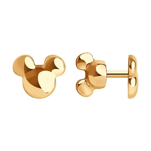 Серьги «Микки Маус» из красного золота 585 пробы
