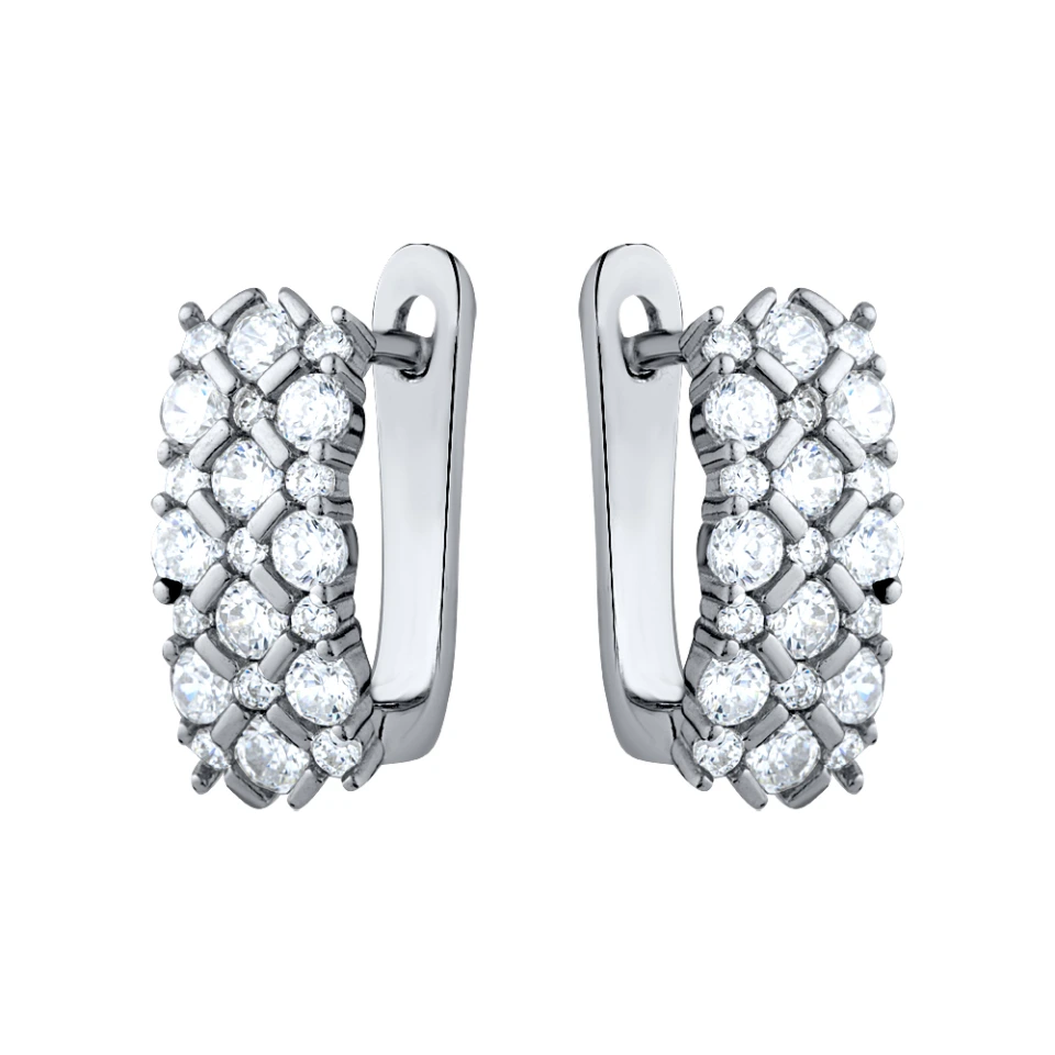 Серьги из серебра с фианитами