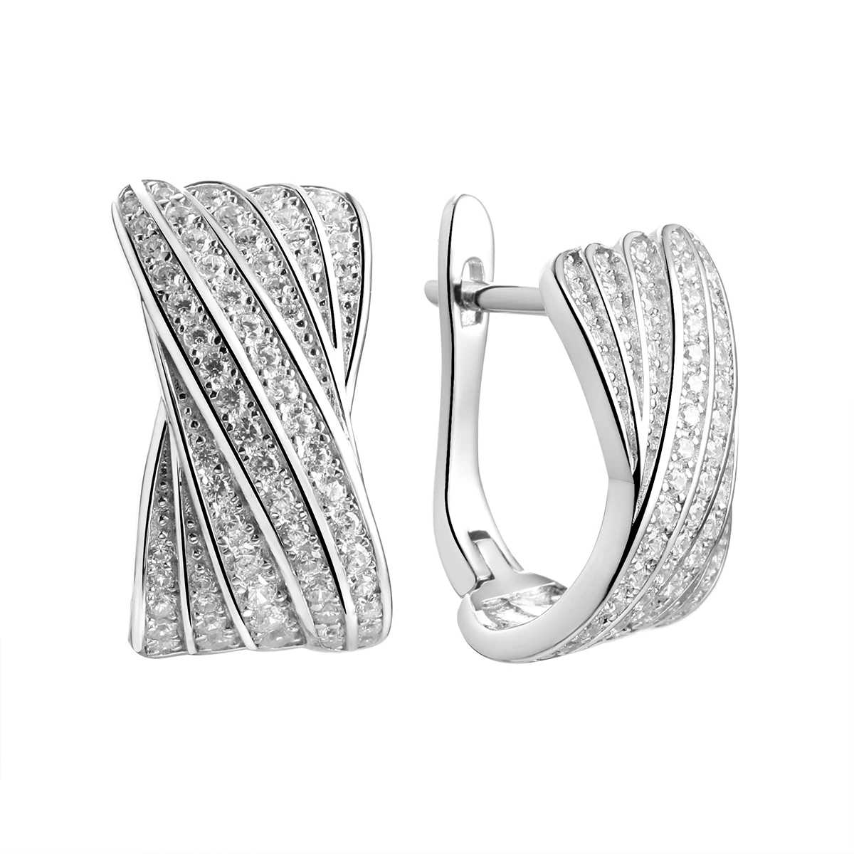 Серьги из серебра с фианитами