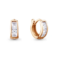 Серьги из красного золота 585 пробы с фианитами