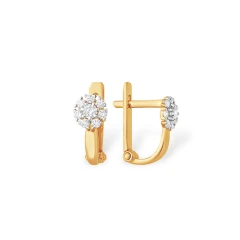 Серьги из красного золота 585 пробы с фианитами