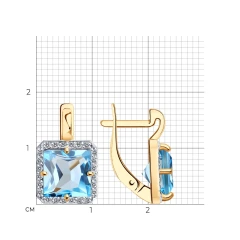 Серьги из красного золота с топазами и фианитами
