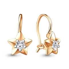 Серьги из красного золота 585 пробы с фианитами