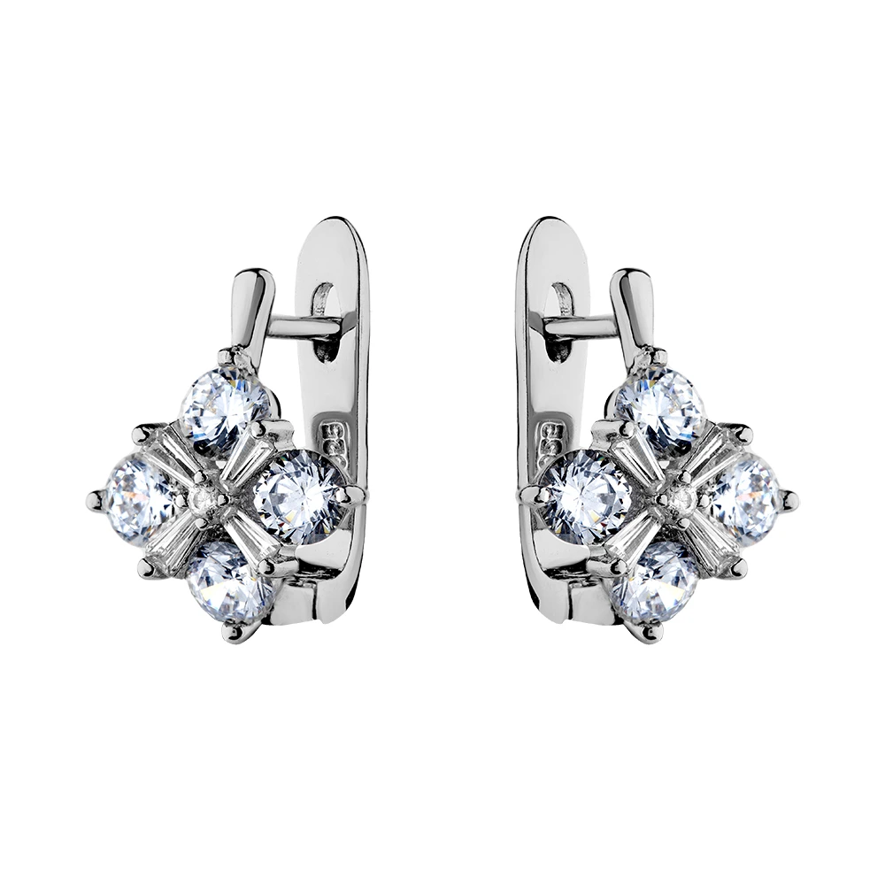 Серьги из серебра с фианитами