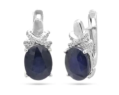 Серьги из серебра с корундами и цирконами