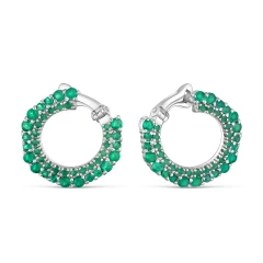 Серьги из серебра с агатом и фианитами