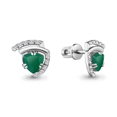 Серьги из серебра с агатом и фианитами