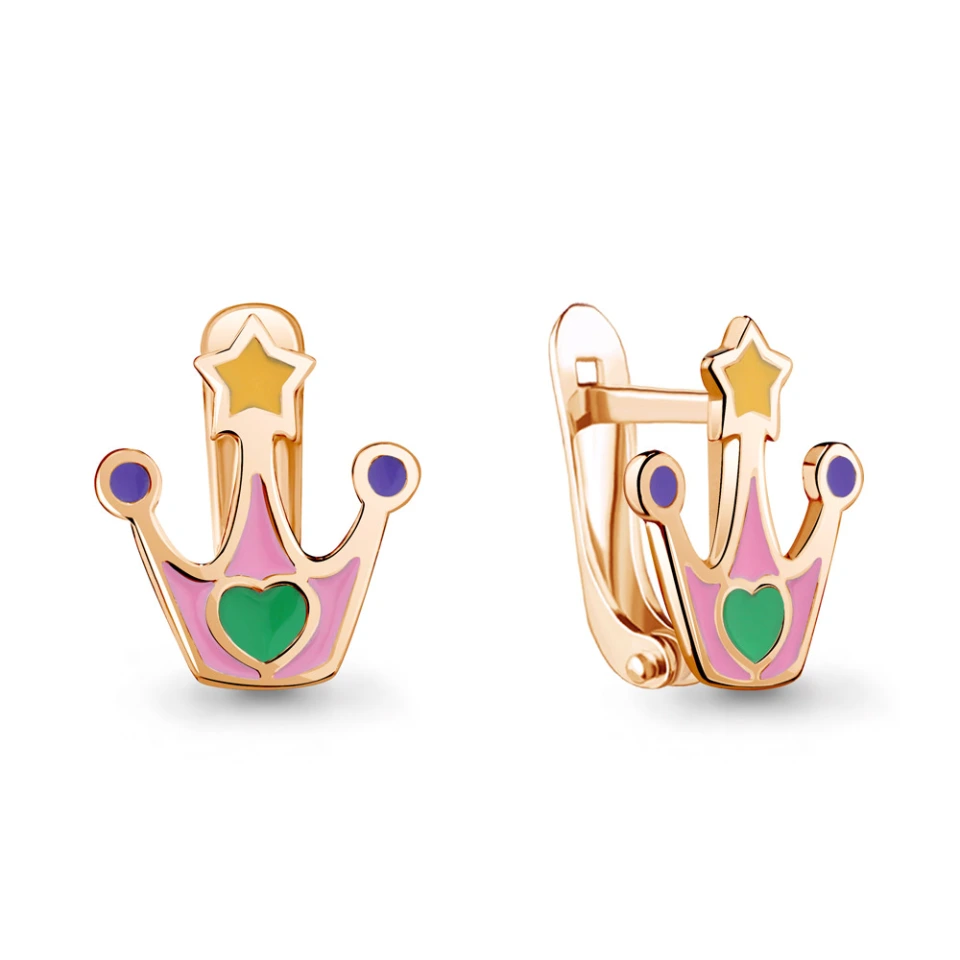 Серьги «Корона» из красного золота