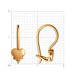 Серьги «Сердечки» из красного золота 585 пробы