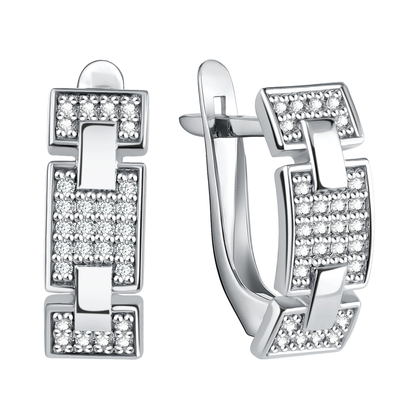 Серьги из серебра с фианитами