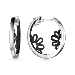 Серьги из серебра с черной эмалью