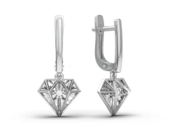 Серьги из белого золота с танцующим бриллиантом