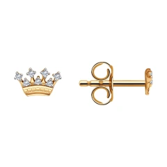 Серьги «Корона» из красного золота 585 пробы с фианитами