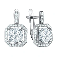 Серьги из серебра с фианитами