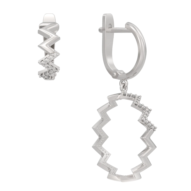 Серьги из серебра с фианитами