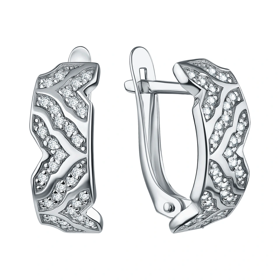Серьги из серебра с фианитами