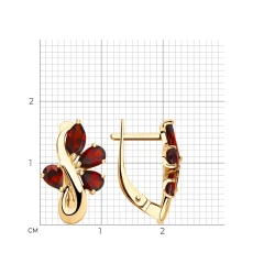Серьги из красного золота с гранатами