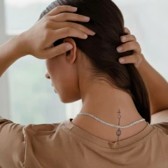 Цепь из белого золота 585, плетение «Ромб тройной»