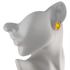 Серьги из золота с янтарем и фианитами