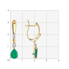 Серьги из красного золота с агатами и фианитами