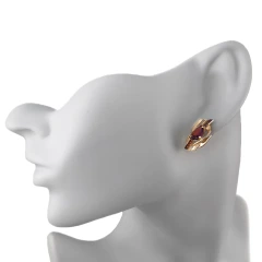 Серьги из красного золота с гранатом и фианитами