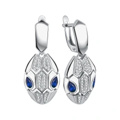 Серьги из серебра с фианитами «Змеи»