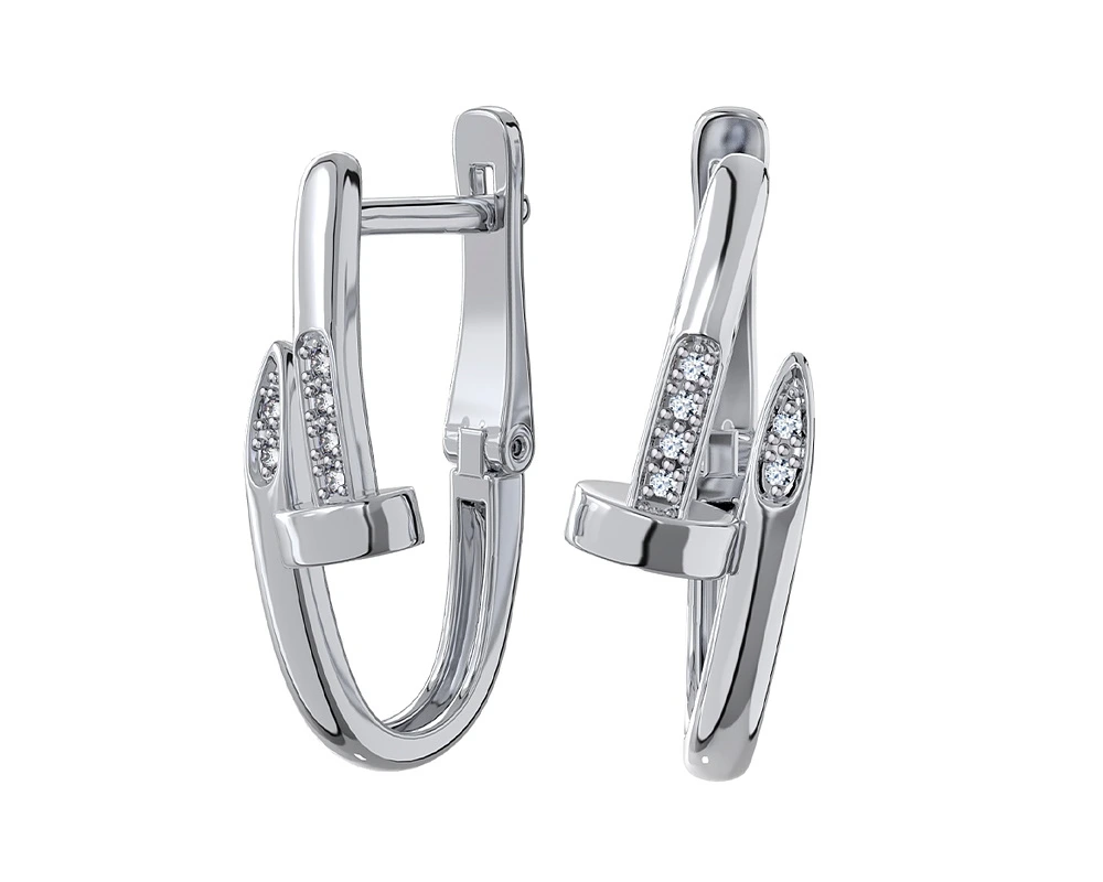 Серьги из серебра с фианитами