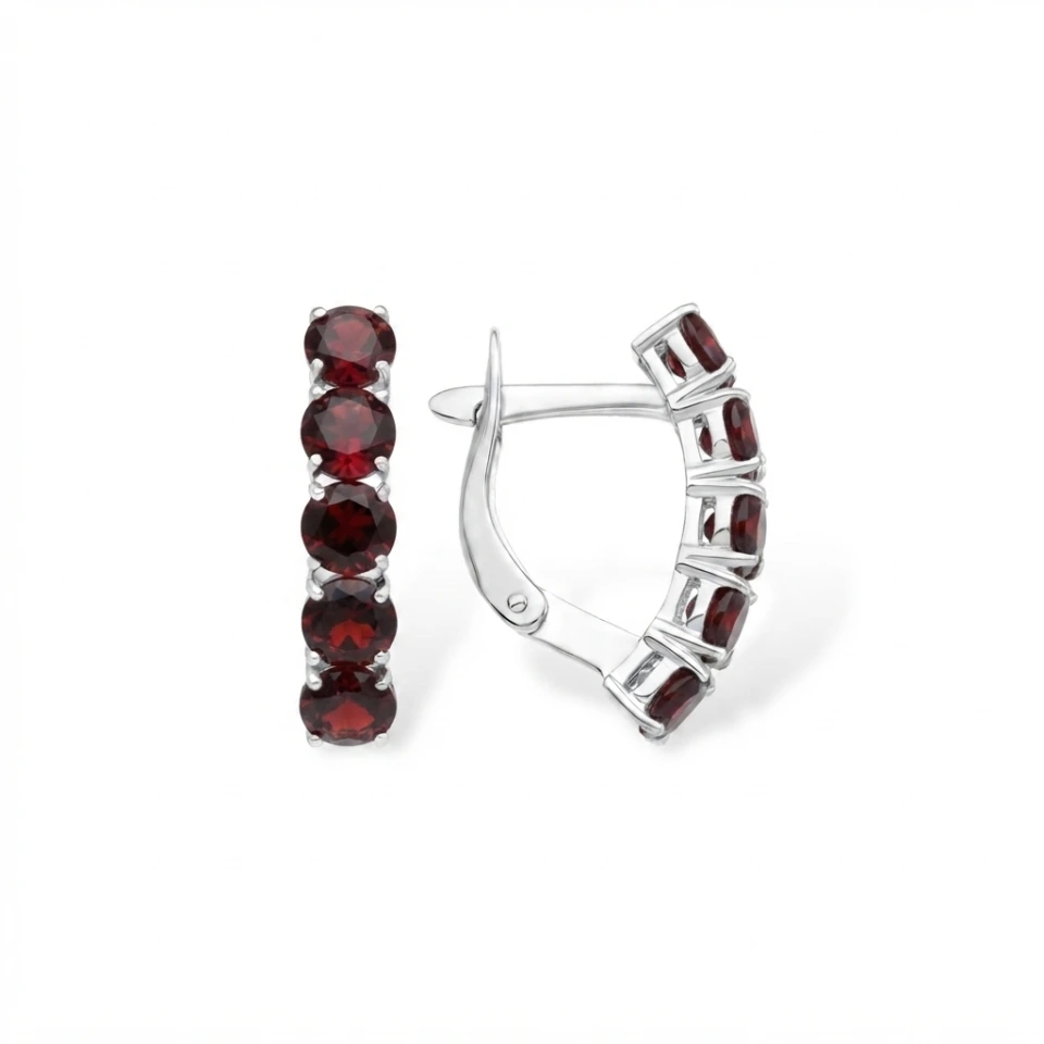 Серьги из серебра с гранатами
