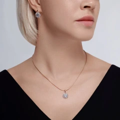 Серьги из красного золота с топазами и фианитами
