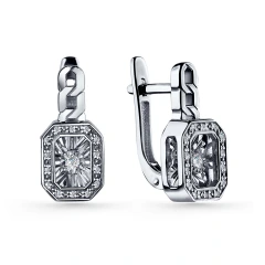 Серьги из белого золота с танцующим бриллиантом