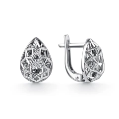 Серьги из белого золота с танцующим бриллиантом