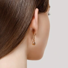 Серьги из красного золота с жемчугом и фианитами