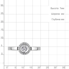 Кольцо из белого золота с фианитами