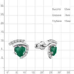 Серьги из серебра с агатом и фианитами