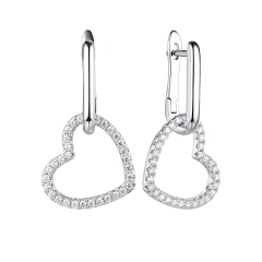 Серьги из серебра с фианитами