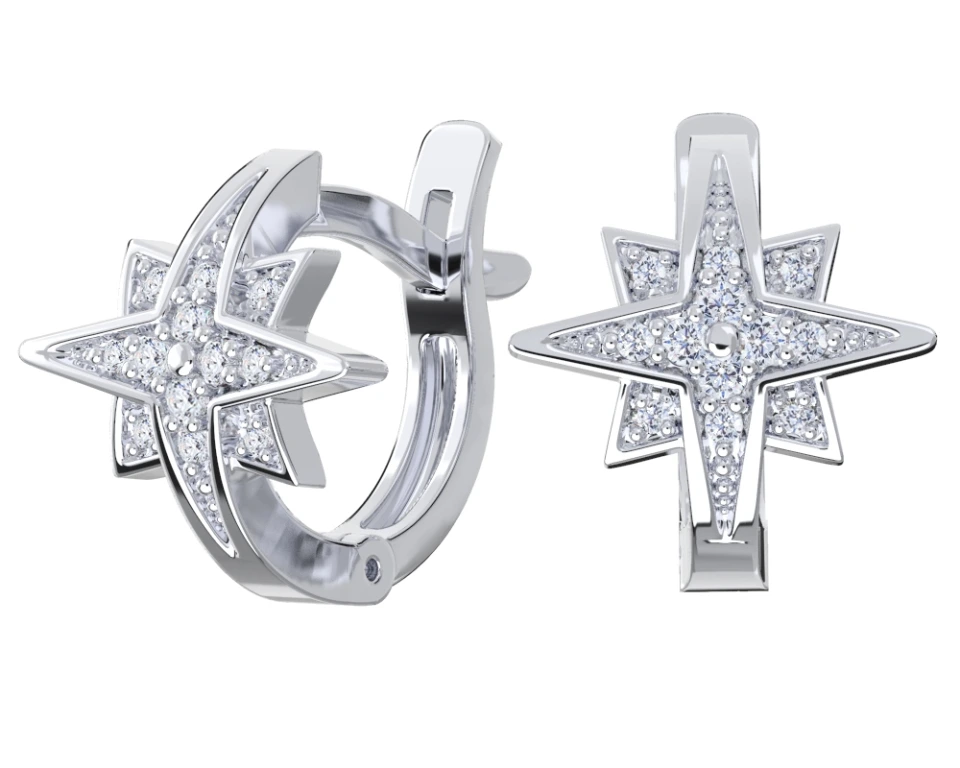 Серьги из серебра с фианитами