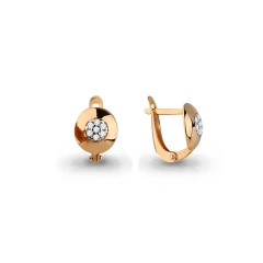 Серьги из красного золота 585 пробы с фианитами