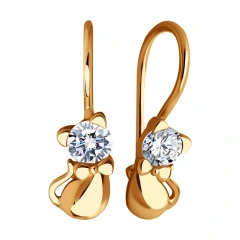 Серьги из красного золота 585 пробы с фианитами