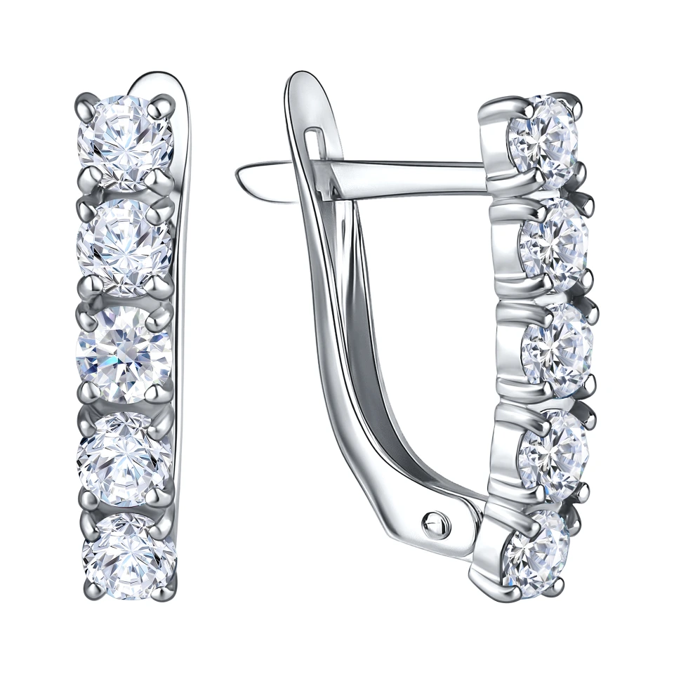 Серьги из серебра с фианитами