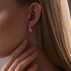 Серьги из красного золота с аметистами