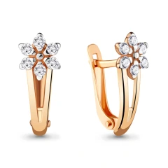 Серьги из красного золота 585 пробы с фианитами