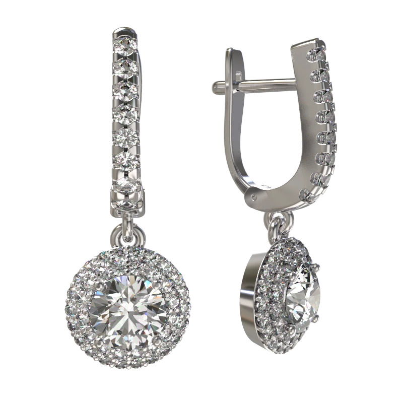 Серьги из серебра с фианитами