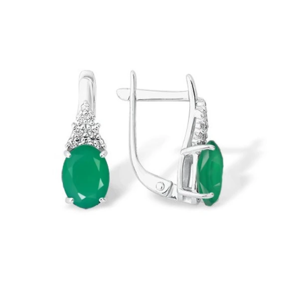 Серьги из серебра с агатами и фианитами