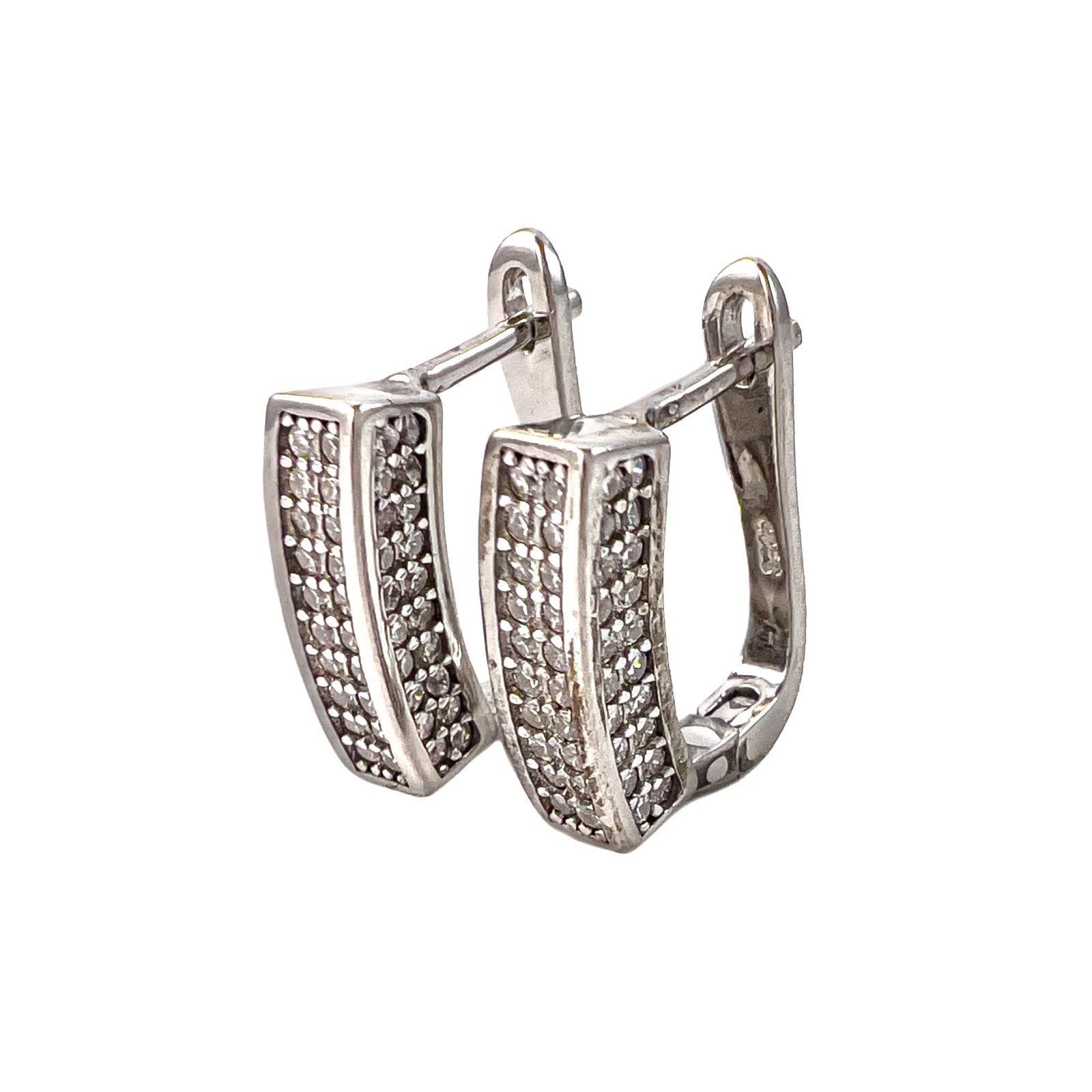 Серьги из серебра с фианитами