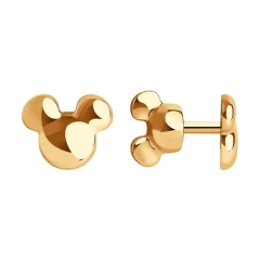 Серьги «Микки Маус» из красного золота 585 пробы
