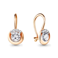 Серьги из красного золота 585 пробы с фианитами