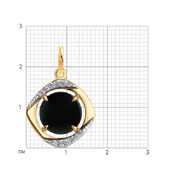 Подвеска из красного золота с агатом и фианитами