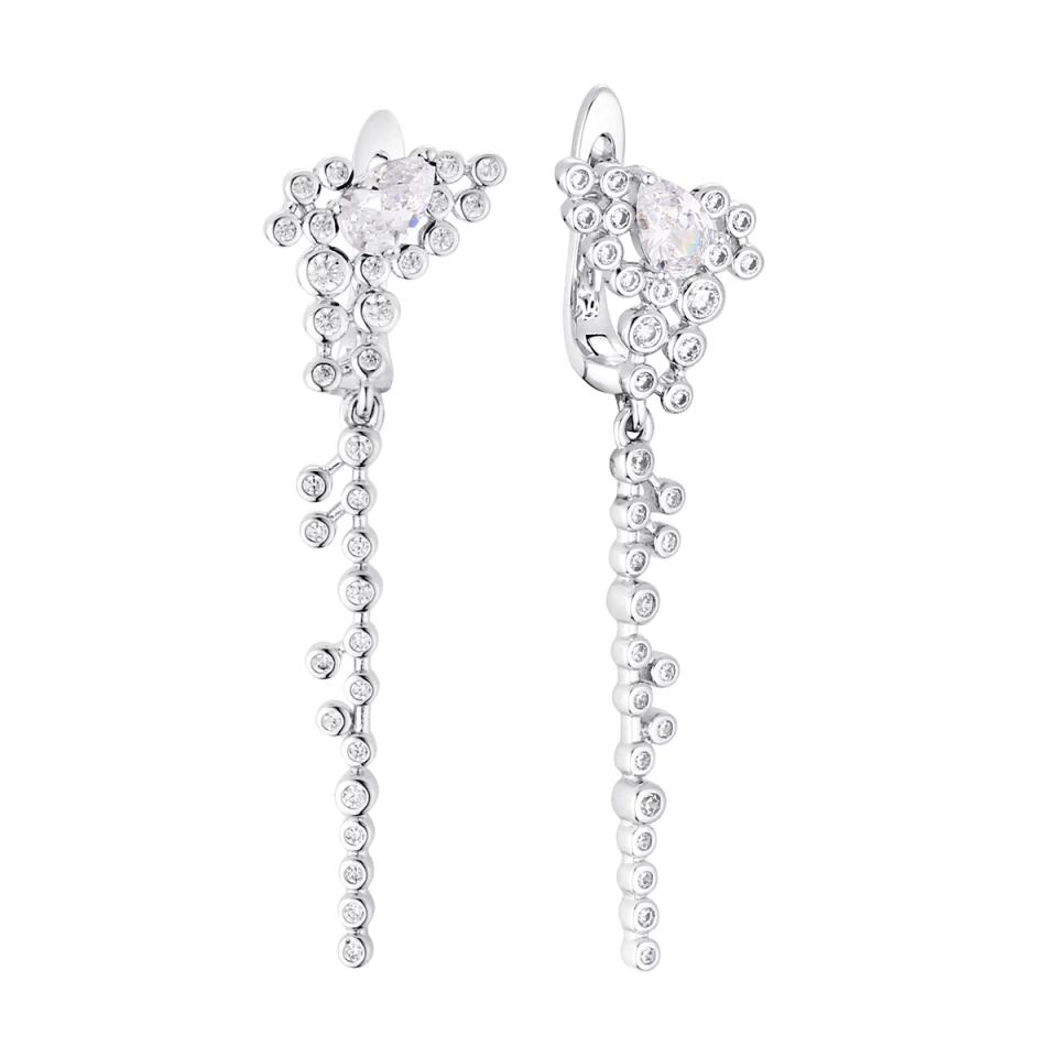 Серьги из серебра с фианитами